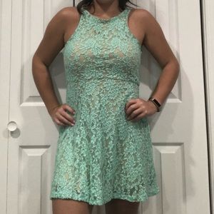 Mimi Chica Seafoam Green Lace Fit and Flare